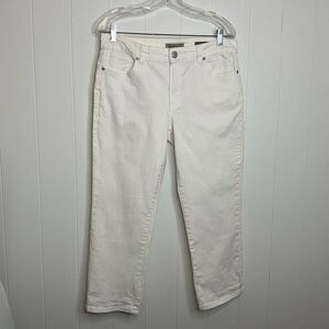 Nine West Vintage America Womens 12 Denim Crop Jeans White Boho Stretch
